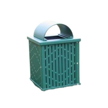 32 Gal. Premier Plastisol Coated Trash Receptacle w Arch Lid, Laser Sides