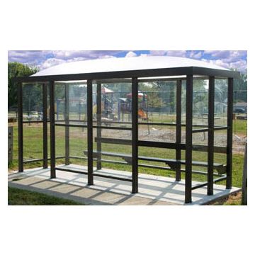 Dome Roof 2 Opening Smoking/Bus Shelter - With Bench