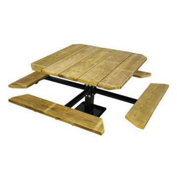 48 Single Pedestal Wooden Inground Picnic Table