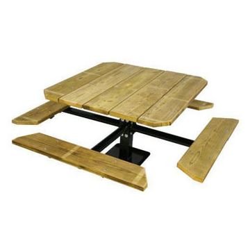 48 Single Pedestal Wooden Surface Mount Picnic Table