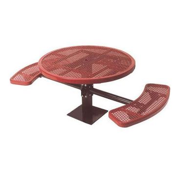 46 Round Single Pedestal ADA Inground Picnic Table with 2 Seats