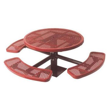 46 Round Single Pedestal ADA Inground Picnic Table with 3 Seats