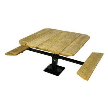 48 Single Pedestal Recycled Plastic ADA Picnic Table with 2 Seats