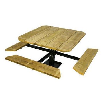 48 Single Pedestal Recycled Plastic ADA Picnic Table with 3 Seats