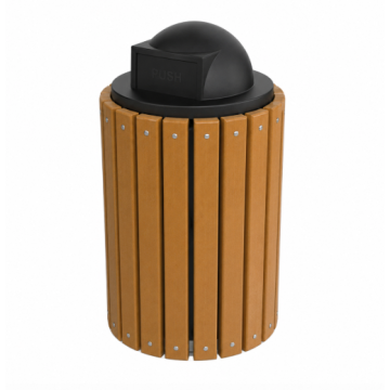 32 Gallon Recycled Plastic Trash Receptacle with Round Top Lid