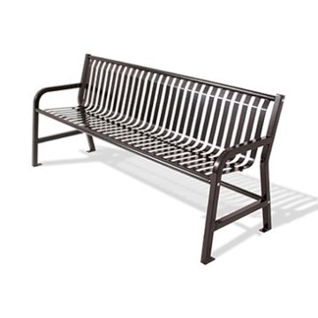 Plaza Strap Metal Bench with Backrest