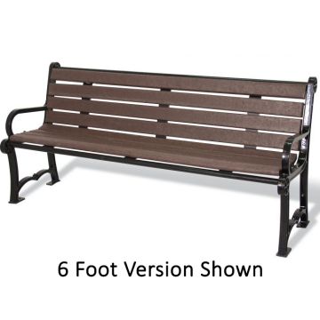 8' Charleston Recycled Bench with Back