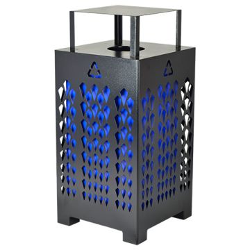 Executive Series 32 Gallon Square Recycling Receptacle - Powder Coated - Black