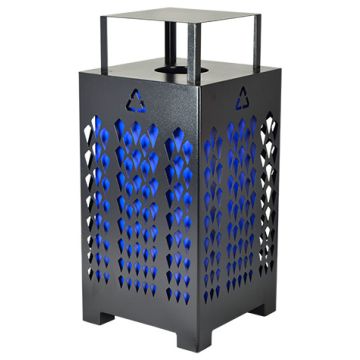 Executive Series 32 Gallon Square Recycling Receptacle - Powder Coated - Black