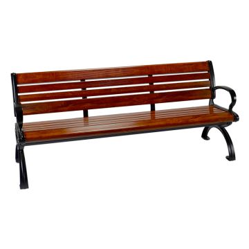 6' Essential Series Aluminum Bench with Back - Powder Coated - Wood Grain