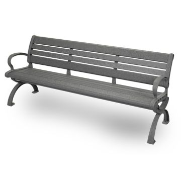 6' Essential Series Aluminum Bench with Back - Powder Coated - Gray Crinkle