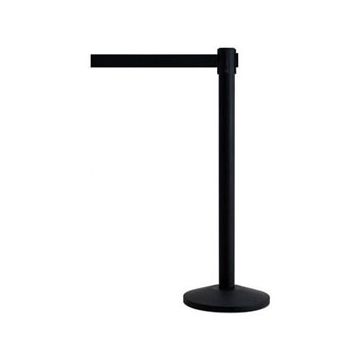 Set of 2 Black Powder Coated Steel Stanchion with 7'6 Belt