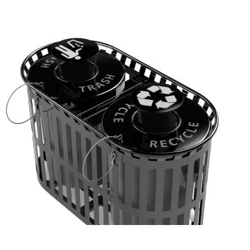 Slatted Double 36 Gallon Trash and Recycling Receptacle