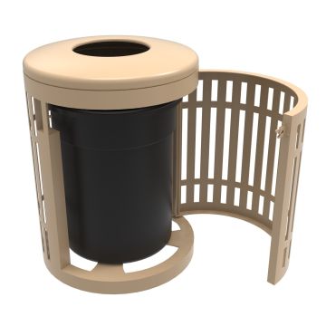 Downtown Trash Receptacle with Side Opening - Thermoplastic