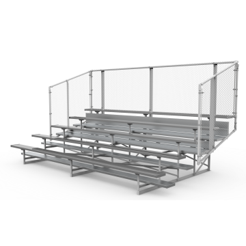 5 Row Aluminum Bleacher with Galvanized Steel Frame - Chain Link Fence - Baseline Series