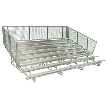 8 Row Aluminum Bleacher with Galvanized Steel Frame - Chain Link Fence - Baseline Series