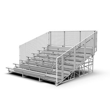8 Row Aluminum Bleacher with Galvanized Steel Frame - Chain Link Fence - Proline Series