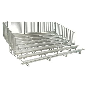 8 Row Aluminum Bleacher with Galvanized Steel Frame - Vertical Picket Fence - Baseline Series