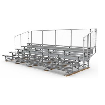 5 Row Transportable Aluminum Bleacher with Galvanized Steel Frame - Chain Link Fence - Baseline Series