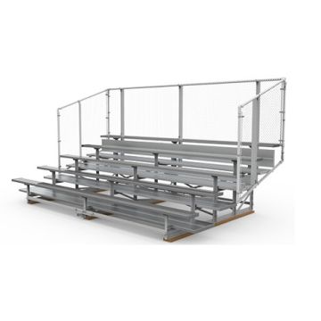5 Row Transportable Aluminum Bleacher with Galvanized Steel Frame - Chain Link Fence - Vantage Series