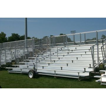 10 Row Transportable Aluminum Bleacher with Galvanized Steel Frame - Chain Link Fence - Baseline Series