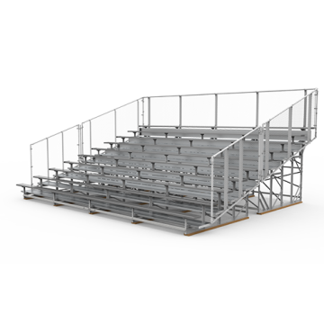 10 Row Transportable Aluminum Bleacher with Galvanized Steel Frame - Chain Link Fence - Vantage Series