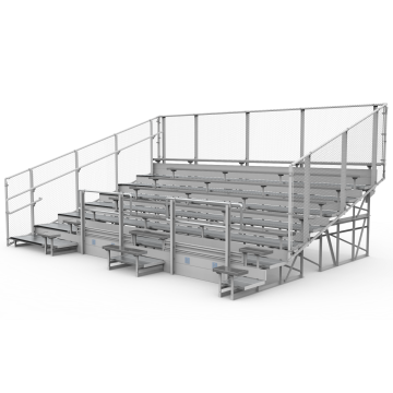 8 Row ADA Aluminum Bleacher with Galvanized Steel Frame - Chain Link Fence