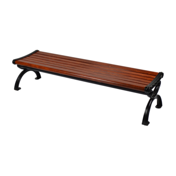 6' Essential Series Aluminum Bench without Back - Wood Grain Seats with Black Frame