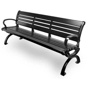 6' Essential Series Aluminum Bench with Back - Powder Coated - Black