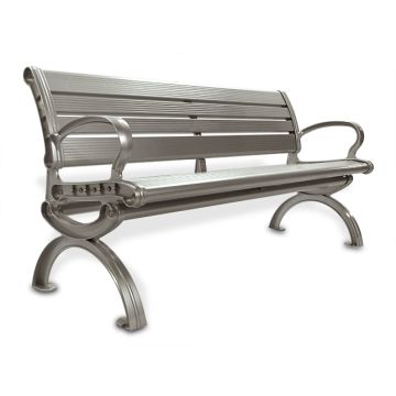 6' Essential Series Aluminum Bench with Back - Powder Coated - Silver