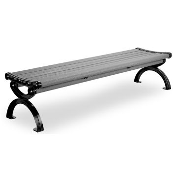 6' Essential Series Aluminum Bench without Back- Textured Powder Coated - Black Frame