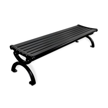6' Essential Series Aluminum Bench without Back - Powder Coated - Black