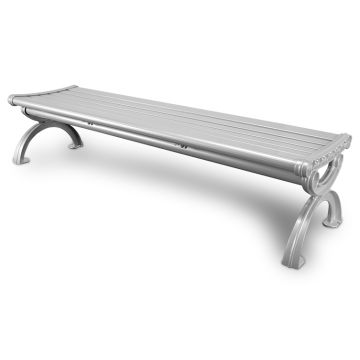 6' Essential Series Aluminum Bench without Back - Powder Coated - Silver