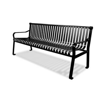 6' Executive Series Steel Strap Bench with Straight Back - Powder Coated - Black