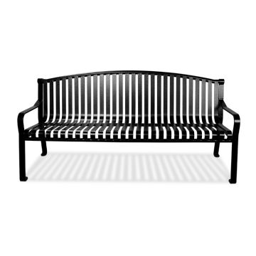 6' Executive Series Steel Strap Bench with Curved Back - Powder Coated - Black
