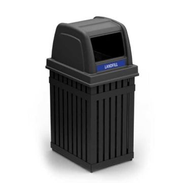 Square Powder Coated Steel Slat Trash Receptacle
