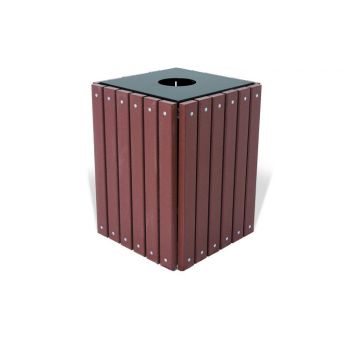 Recycled Plastic Square Trash Receptacle - 32 Gallon