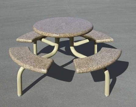 concrete picnic table polished