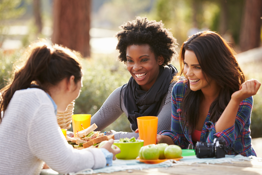enjoying a picnic with friends