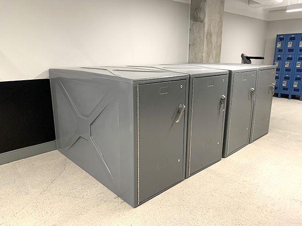 Bicycle Lockers Added To Prominent Office Building As Welcome Amenity For Cycling Commuters