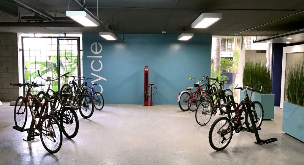 bike room in a los angeles apartment building