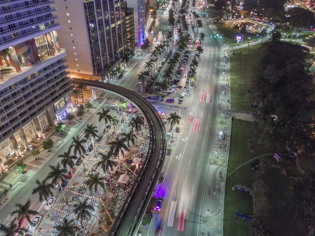 Aerial view of Biscayne Green pop-up park