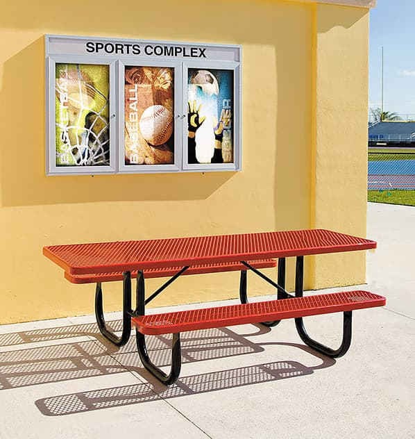 Commercial Picnic Tables With Protective Metal Surfaces Make Maintenance Super Easy