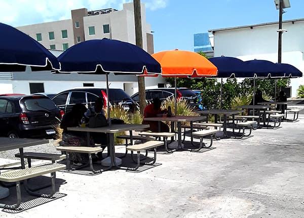 Commercial Umbrellas With Super-Durable Canopies Keep Employees Cool In The Shade At Tech Center