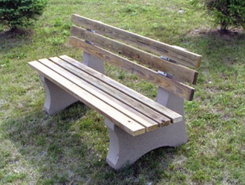 concrete benches with wooden planks