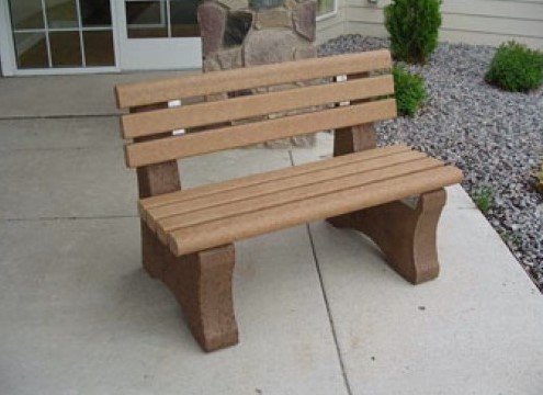 concrete benches with recycled plastic planks