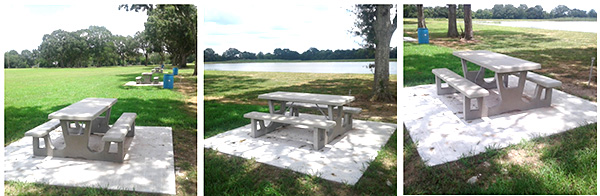 concrete picnic tables