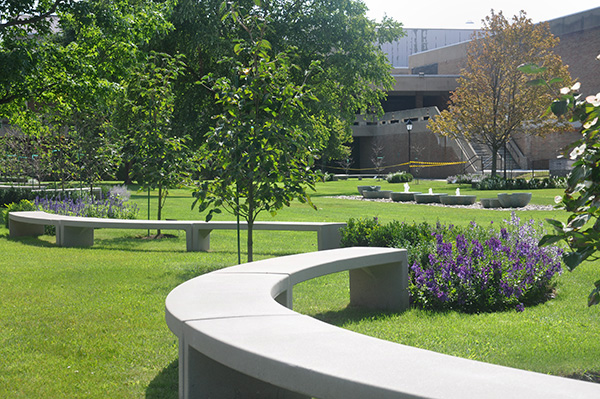 Curved Concrete Benches Featured In Peace Garden At Rockland Community College