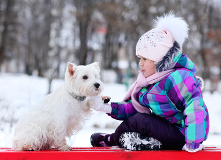 girl with dog at the park
