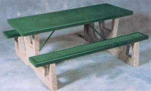 expanded metal picnic table with concrete base